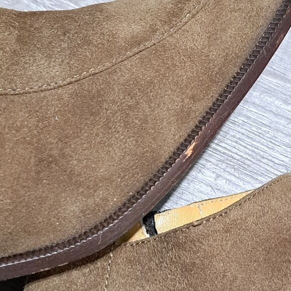Bruno Magli Leather Suede Retro Ankle Block Heel Bootie Brown Size 8 - Picture 14 of 17